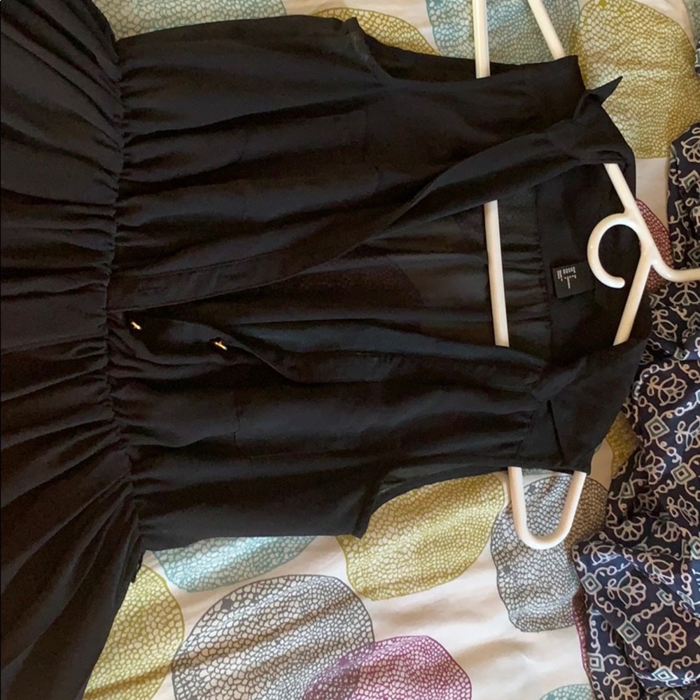Black button up dress with collar